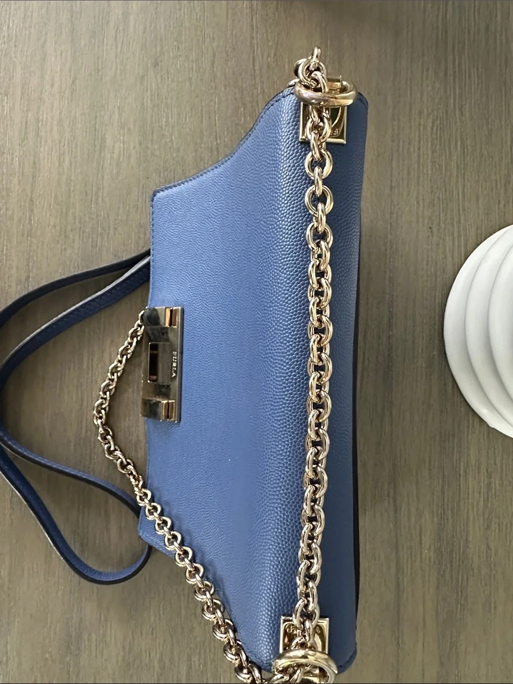 Furla Perla Small Crossbody in Cornflower Blue with Gold Hardware